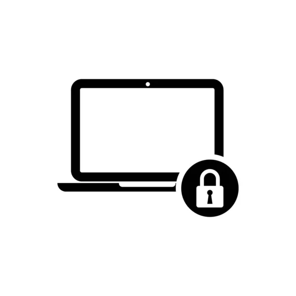 Black Laptop and lock icon isolated. Computer and padlock. Security, safety, protection concept. Safe internetwork. Vector Illustration — Stock Vector