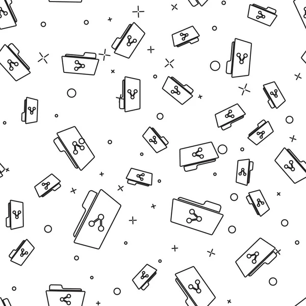 Siyah Paylaşım klasör simgesi beyaz arka planda sorunsuz desen yalıtılmış. Klasör paylaşımı. Klasör aktarım işareti. Vektör İllüstrasyonu