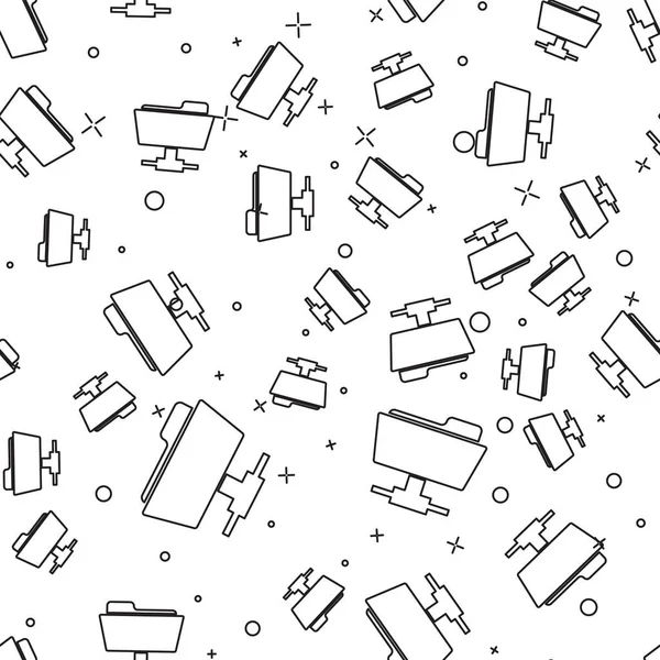 Siyah Ftp klasör simgesi beyaz arka plan üzerinde sorunsuz desen yalıtılmış. Yazılım güncellemesi kavramı, ftp transfer protokolü, yönlendirici, takım çalışması araç yönetimi, kopyalama süreci, bilgi. Vektör İllüstrasyonu