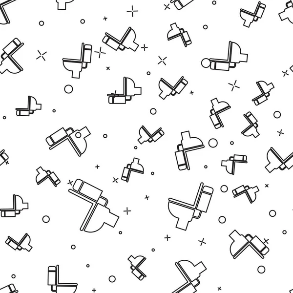 Siyah Klozet simgesi beyaz arka plan üzerinde dikişsiz desen izole. Vektör İllüstrasyonu