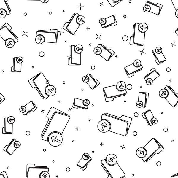 Klasör simgesi beyaz arka planda sorunsuz desen izole ile Siyah İndirme oku. Vektör İllüstrasyonu