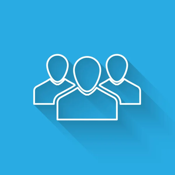 Vit användare gruppikon isolerad med lång skugga. Grupp med personer-ikonen. Business avatar symbol-användarprofil ikon. Vektor illustration — Stock vektor