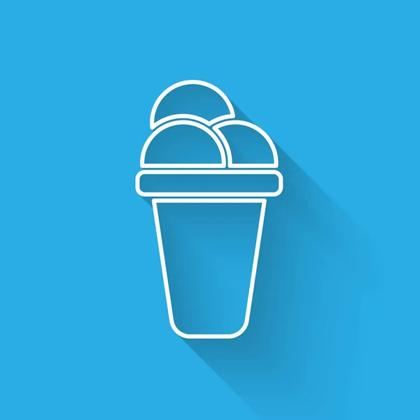 Icono de línea de helado blanco aislado con sombra larga. Dulce símbolo. Ilustración vectorial — Archivo Imágenes Vectoriales