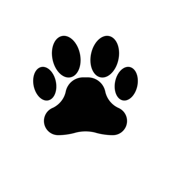 Schwarzes Pfotendruck-Symbol isoliert. Pfotenabdruck für Hund oder Katze. Tierspur. Vektorillustration — Stockvektor