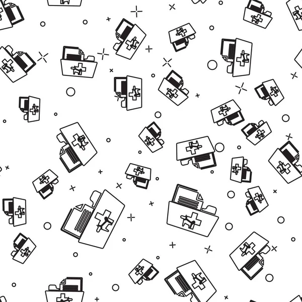 Siyah Tıbbi veteriner kayıt klasörü simgesi beyaz arka plan üzerinde sorunsuz desen izole. Köpek ya da kedi pençesi izi. Evcil hayvan için belge. Hasta dosya simgesi. Vektör İllüstrasyonu