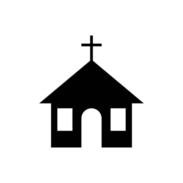 Icono del edificio de la Iglesia Negra aislado sobre fondo blanco. Iglesia Cristiana. Religión de la iglesia. Ilustración vectorial — Archivo Imágenes Vectoriales