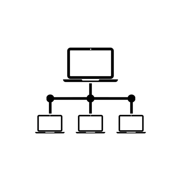 Nettverksikonet Black Computer isolert på hvit bakgrunn. Laptop-nettverk. Internett-tilkobling. Vektorbelysning – stockvektor