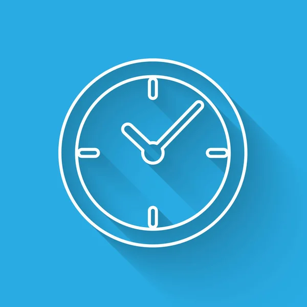 White Clock icon isolated with long shadow. Time timer sign. Vector Illustration — Stock Vector