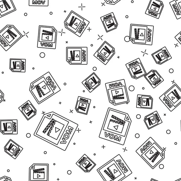 Siyah Mov dosya belge simgesi. Beyaz arka plan üzerinde izole mov düğme simgesi indirin. Mov dosya sembolü. Ses ve video koleksiyonu. Vektör İllüstrasyonu