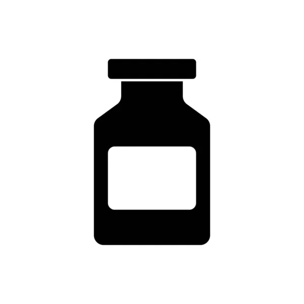 Icône bouteille médecine noire isolée. Signe de pilule. Conception de pharmacie. Illustration vectorielle — Image vectorielle