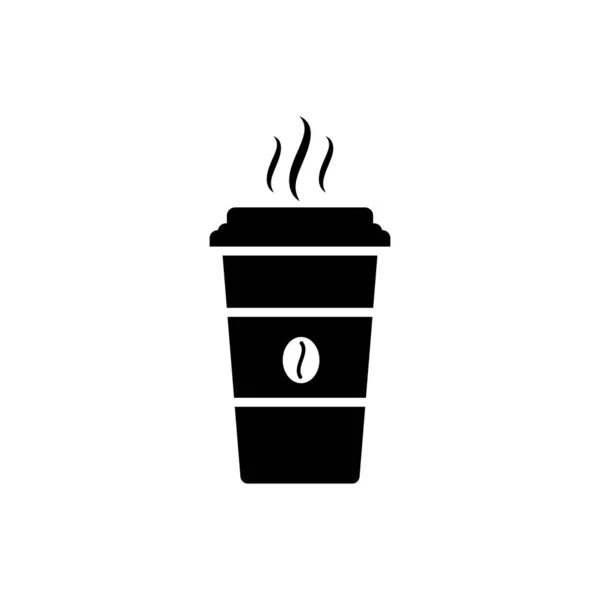 Ícone xícara de café preto isolado no fundo branco. Copo de café descartável com café quente. Ilustração vetorial — Vetor de Stock