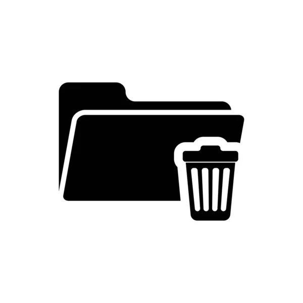 Black Delete folder icon isolated on white background. Folder with recycle bin. Delete or error folder. Close computer information folder sign. Vector Illustration — Stock Vector