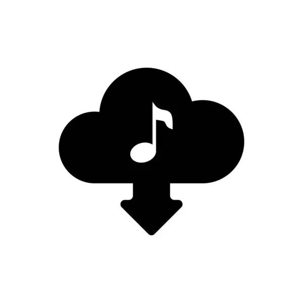 Black Cloud descargar icono de música aislado. Servicio de transmisión de música, computación en nube de sonido, transmisión de medios en línea, onda de audio. Ilustración vectorial — Vector de stock