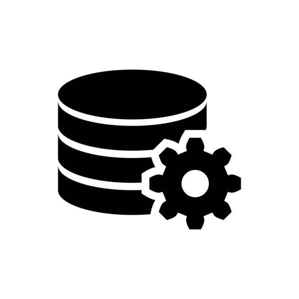 Zwart instelling database server pictogram geïsoleerd op witte achtergrond. Database Center. Vector illustratie — Stockvector