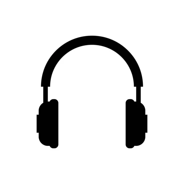 Icono de auriculares negros aislado sobre fondo blanco. Signo de auriculares. Objeto conceptual para escuchar música, servicio, comunicación y operador. Ilustración vectorial — Archivo Imágenes Vectoriales