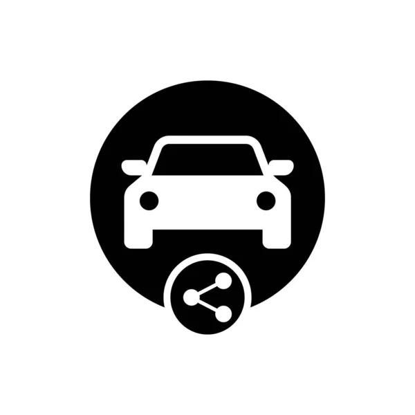 Schwarze Carsharing-Ikone isoliert. Carsharing-Schild. Transportvermietungskonzept. Vektorillustration — Stockvektor