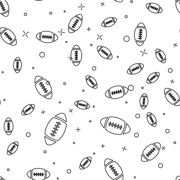 Schwarze American Football Ball Ikone isoliert nahtlose Muster auf weißem Hintergrund. Vektorillustration — Stockvektor