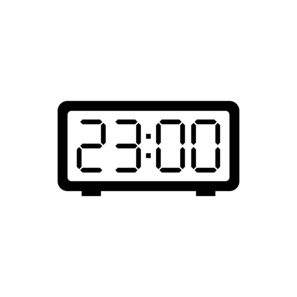 Ícone de despertador digital preto isolado no fundo branco. Relógio eletrônico despertador. Ícone de tempo. Ilustração vetorial — Vetor de Stock