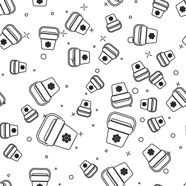 Siyah Soğutucu çanta simgesi beyaz arka plan üzerinde sorunsuz desen izole. Taşınabilir dondurucu torbası. El buzdolabı. Vektör İllüstrasyonu