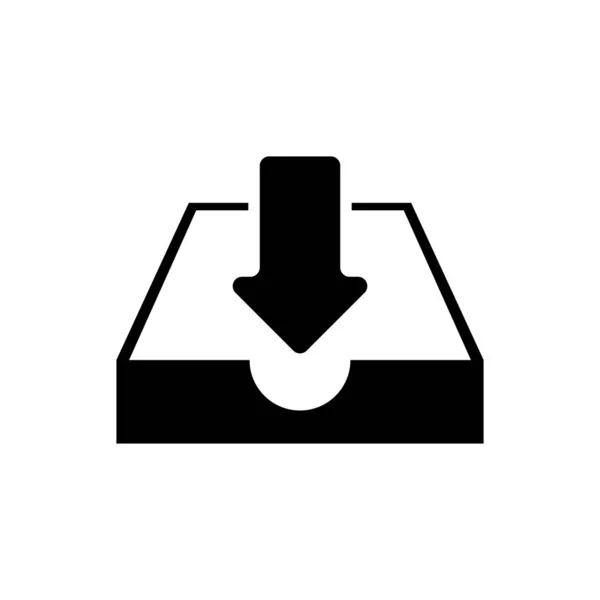 Czarna ikona Pobierz skrzynkę odbiorczą na białym tle. Ilustracja wektorowa — Wektor stockowy