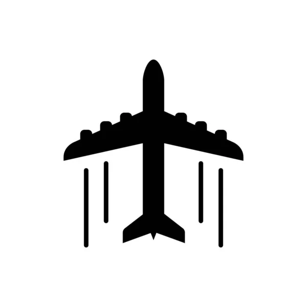 Icono Plano Negro aislado sobre fondo blanco. Icono del avión volador. Firma del avión. Ilustración vectorial — Archivo Imágenes Vectoriales