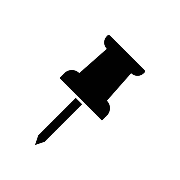 Negro Push pin icono aislado sobre fondo blanco. Signo de chinchetas. Ilustración vectorial — Vector de stock