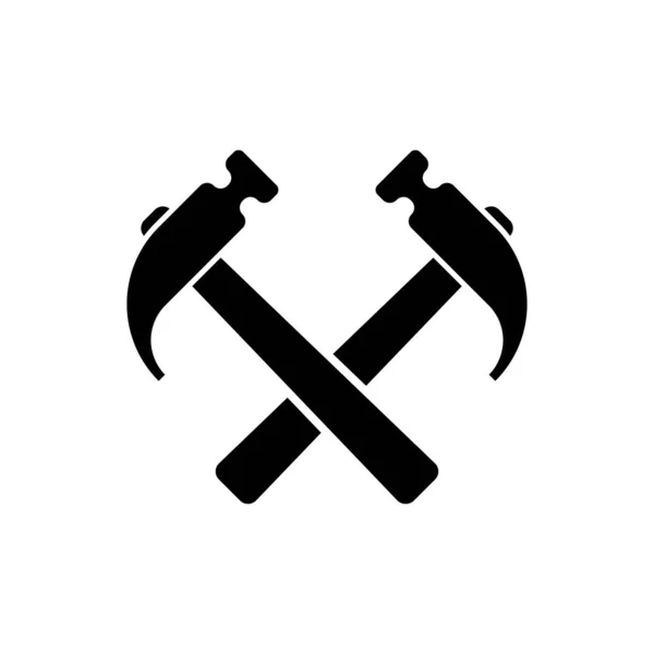 Negro Dos martillos cruzados icono aislado sobre fondo blanco. Herramienta para reparación. Ilustración vectorial — Archivo Imágenes Vectoriales