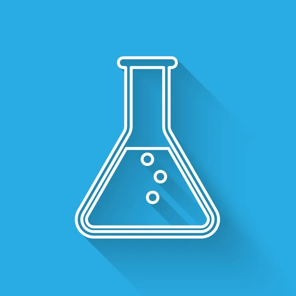 Weißes Reagenzglas und Kolben - Symbol für chemische Labortests isoliert mit langem Schatten. Vektorillustration — Stockvektor