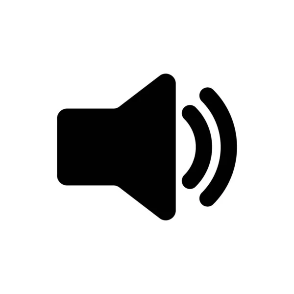 Icono de volumen de altavoz negro: símbolo de sonido de voz de audio, icono de música multimedia aislado sobre fondo blanco. Ilustración vectorial — Archivo Imágenes Vectoriales