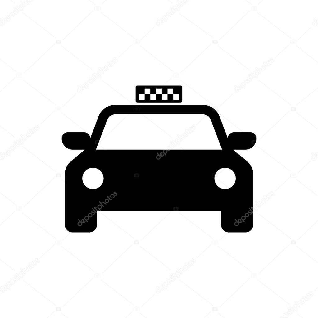 Black Taxi car icon isolated on white background. Vector Illustration