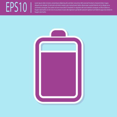 Retro mor Pil simgesi turkuaz arka plan üzerinde izole. Düz tasarım. Vektör İllüstrasyonu