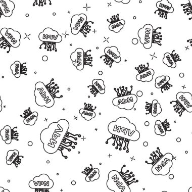 Black Cloud Vpn arayüz simgesi beyaz arka plan üzerinde sorunsuz desen izole. Yazılım entegrasyonu. Vektör İllüstrasyonu