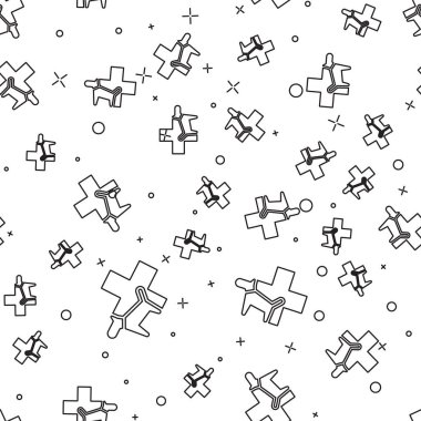 Siyah Veteriner kliniği sembol simgesi beyaz arka plan üzerinde izole dikişsiz desen. Köpek veteriner bakımı ile çapraz. Pet İlk Yardım işareti. Vektör İllüstrasyonu