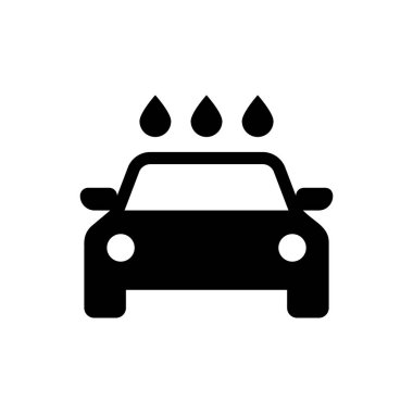 Siyah Oto yıkama simgesi beyaz arka plan üzerinde izole. Carwash hizmeti ve su bulutu simgesi. Vektör İllüstrasyonu