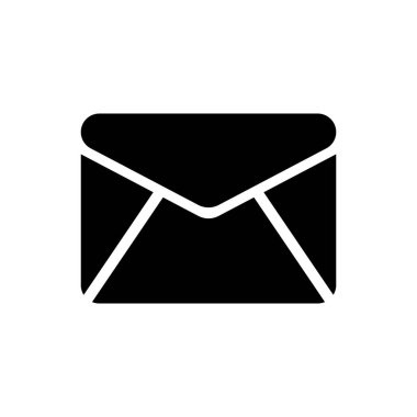 Beyaz arka planda yalıtılmış Siyah Zarf simgesi. E-posta ileti mektubu simgesi. Vektör İllüstrasyonu