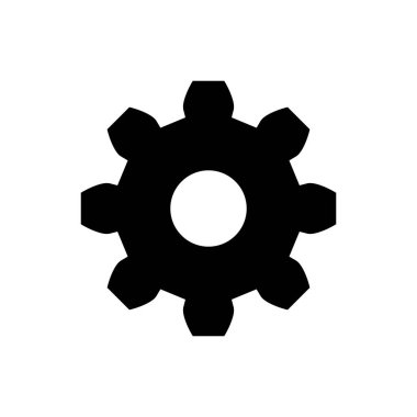 Siyah Dişli simgesi beyaz arka planda yalıtılmış. Cogwheel dişli ayarları işareti. Dişli sembolü. Vektör İllüstrasyonu