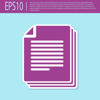 Retro mor turkuaz arka planda izole belge simgesi. Dosya simgesi. Kontrol listesi simgesi. İş konsepti. Düz tasarım. Vektör Illustration