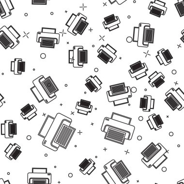 Siyah Yazıcı simgesi beyaz arkaplanda izole edilmiş kusursuz desen. Vektör İllüstrasyonu