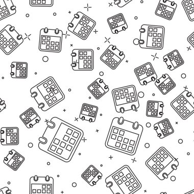 Siyah Takvim simgesi beyaz arka plan üzerinde sorunsuz desen izole. Vektör İllüstrasyonu