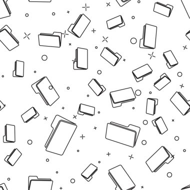 Siyah Klasör simgesi beyaz arka planda sorunsuz desen yalıtılmış. Vektör İllüstrasyonu