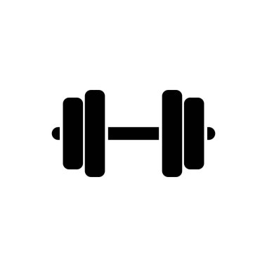 Siyah Dumbbell simgesi beyaz arka plan üzerinde izole. Kas kaldırma simgesi, fitness halter, spor salonu simgesi, spor ekipmanları sembolü, egzersiz bumbbell. Vektör İllüstrasyonu