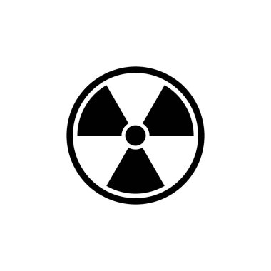 Beyaz arkaplanda siyah radyoaktif simge izole edildi. Radyoaktif zehirli sembol. Radyasyon tehlikesi işareti. Vektör İllüstrasyonu