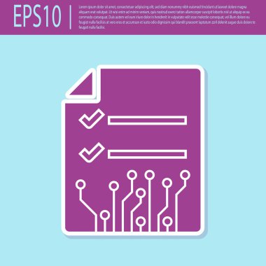 Retro mor Smart sözleşme simgesi turkuaz arka plan üzerinde izole. Blockchain teknolojisi, kripto para madenciliği, bitcoin, altcoins, dijital para piyasası. Düz tasarım. Vektör İllüstrasyonu