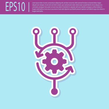 Turkuaz arka planda izole Retro mor algoritma simgesi. Yapay zeka koleksiyonundan algoritma sembol tasarımı. Düz tasarım. Vektör Illustration