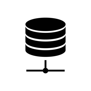 Siyah Sunucu, Data, Web Sunucu simgesi beyaz arkaplanda izole edildi. Vektör İllüstrasyonu