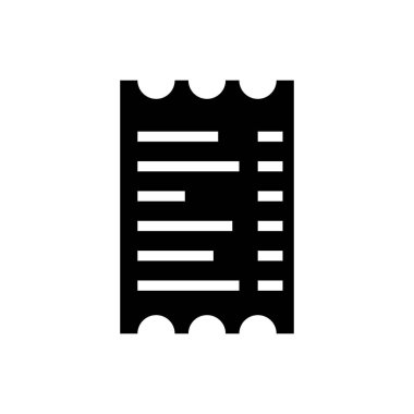 Siyah kağıt kontrolü ve mali kontrol simgesi beyaz arka planda izole edildi. Kağıt baskı çeki, makbuz ya da fatura. Vektör İllüstrasyonu