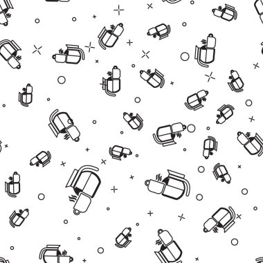 Beyaz arka plan üzerinde fincan simgesi izole dikişsiz desen ile Siyah Kahve pot. Vektör İllüstrasyonu