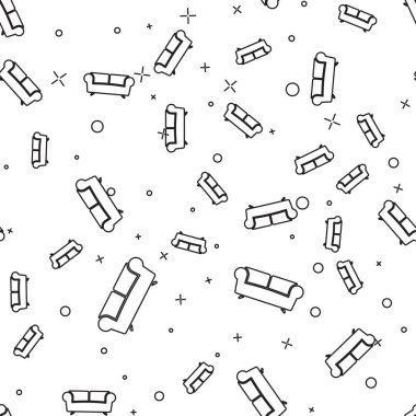 Siyah Kanepe simgesi beyaz arka plan üzerinde sorunsuz desen izole. Vektör İllüstrasyonu