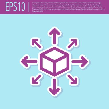 Retro mor Dağıtım simgesi turkuaz arka plan üzerinde izole. İçerik dağıtım kavramı. Düz tasarım. Vektör İllüstrasyonu