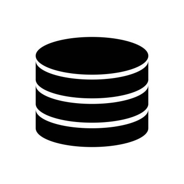 Beyaz arka planda yalıtılmış siyah veritabanı simgesi. Ağ veritabanları, ilerleme çubuğu olan disk. Yedekleme konsepti. Vektör İllüstrasyonu